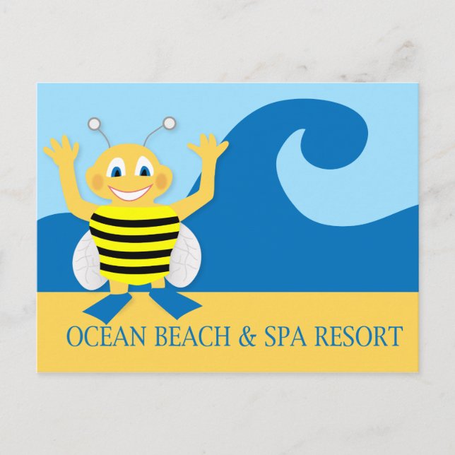 Bee på stranden vykort (Framsida)