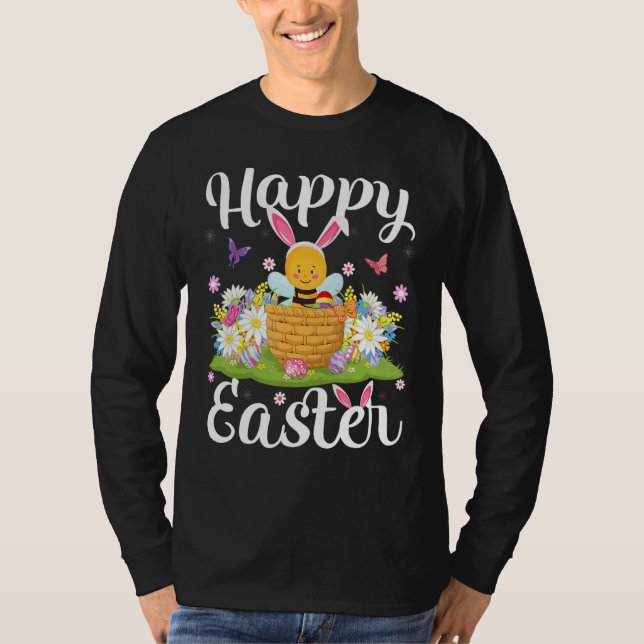 Bee Påskägg Hunting Blommigt Bee Påsk Söndag T Shirt (Framsida)