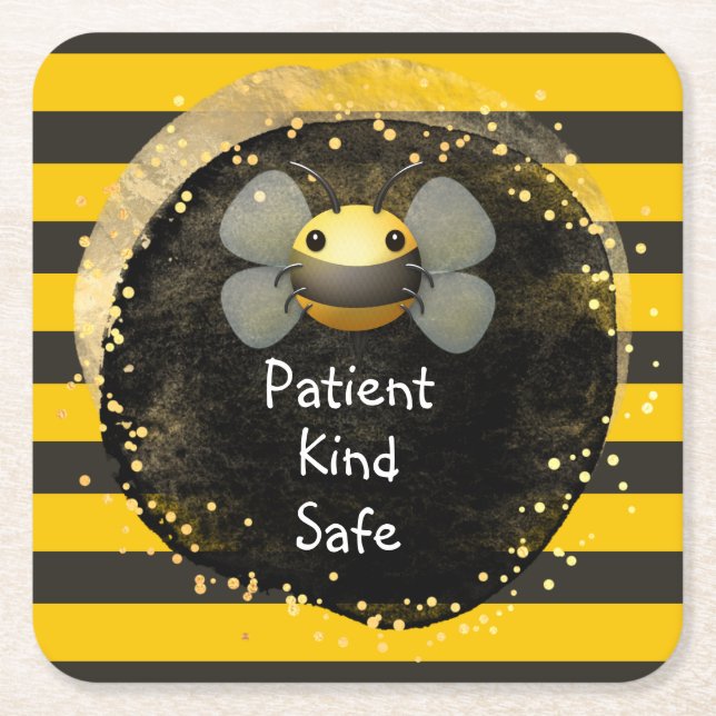 Bee Patienttyp och Säker Underlägg Papper Kvadrat (Framsidan)