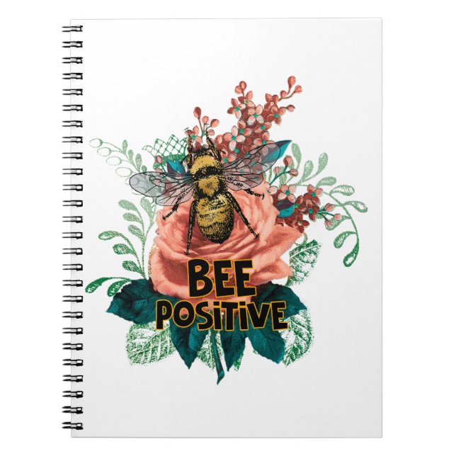 Bee Positive Blommigt Vibes Anteckningsbok (Framsidan)