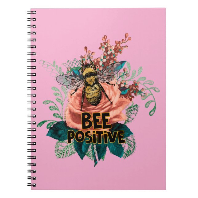 Bee Positive Blommigt Vibes Anteckningsbok (Framsidan)