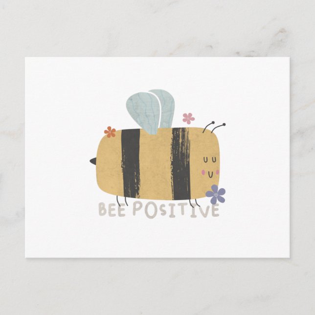 Bee Positive - Cute Bee Pun Note Card Vykort (Framsida)