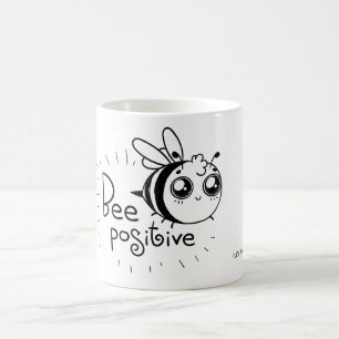 Bee Positive Funny Tecknad Kaffemugg