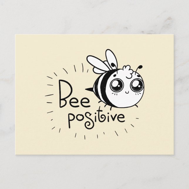 Bee Positive Funny Tecknad Vykort (Framsida)