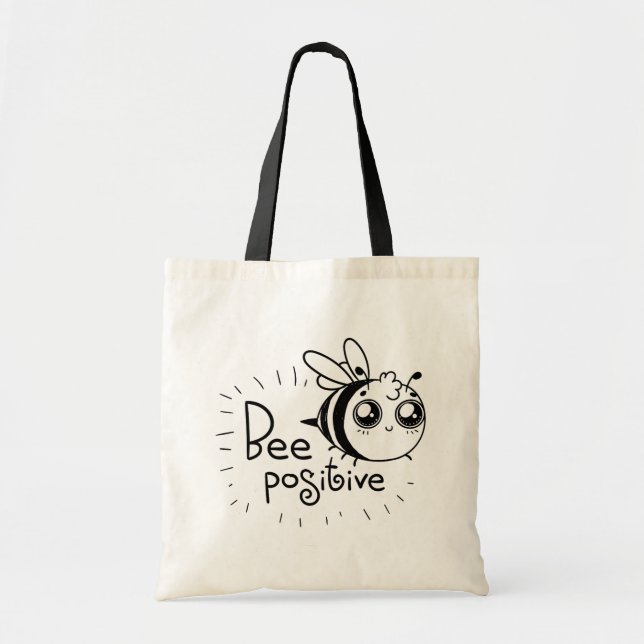 Bee Positive Tote Bag Tygkasse (Framsidan)