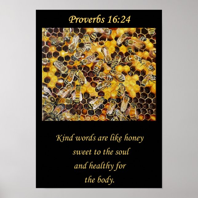 Bee Poster. Kind Words are Like Honey Christian A3 Poster (Framsidan)