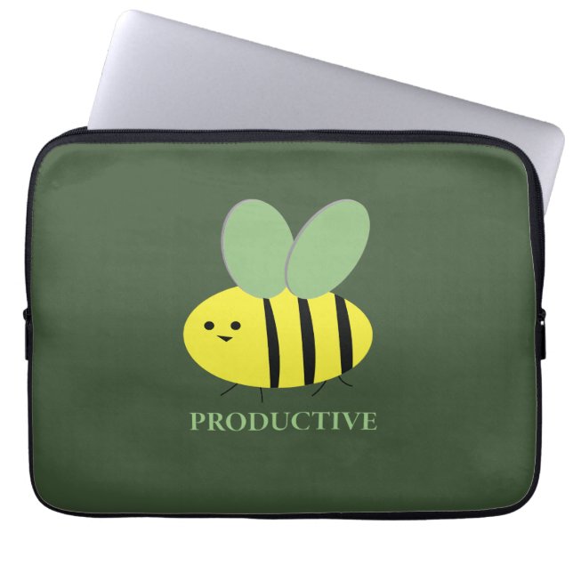 Bee Productive, Green Laptop Fodral (Framsidan)