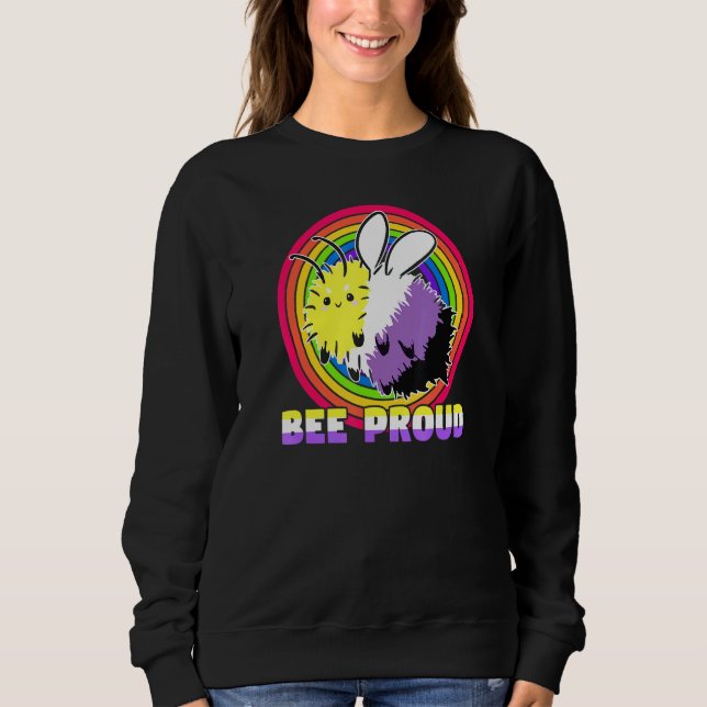Bee Proud Non Binary Bee LGBt Färg non-Binary FLA T Shirt (Framsida)
