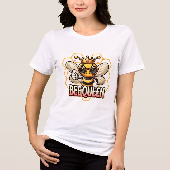 Bee Queen | Cute & Sassy Honeybee Art T Shirt (Framsida)