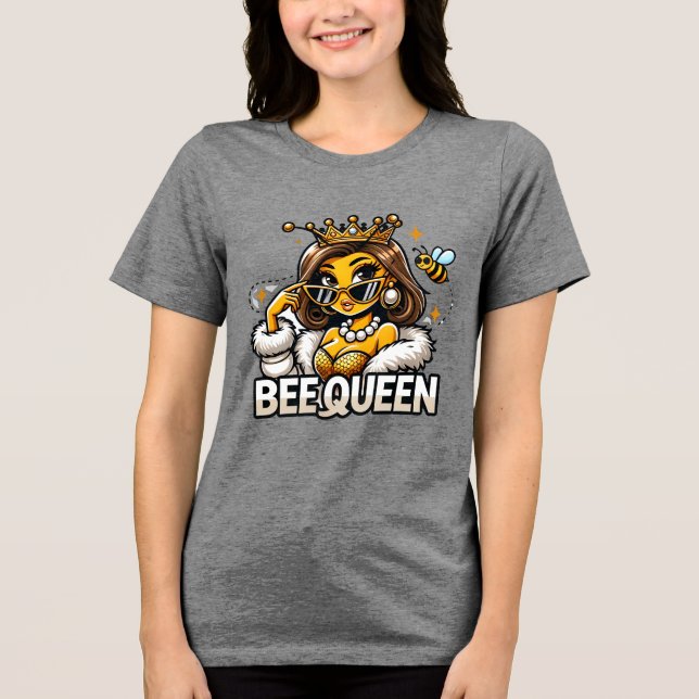 Bee Queen | Glamous Royal Honeybee Art T Shirt (Framsida)