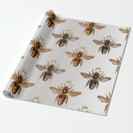 Bee Queen Honung Bronze Grått Vintage Krona Presentpapper