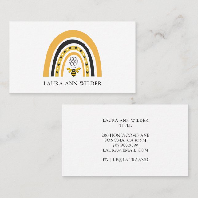 Bee Rainbow Business Card Visitkort (Fram/baksida)