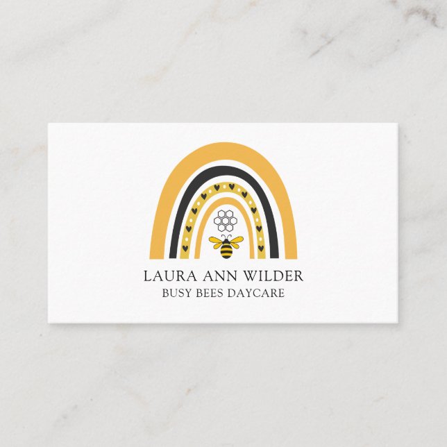 Bee Rainbow Busy Bees Daycare Childcare Visitkort (Framsida)