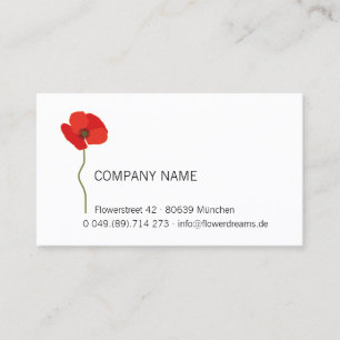 ♥ Bee *Red Poppy* Papaver rhoeas . 01 blomster Visitkort