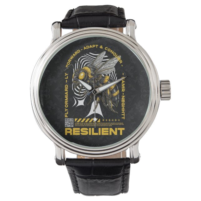 Bee Resilient – Motivational Bee Positivity Design Armbandsur (Framsida)