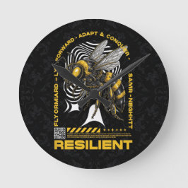 Bee Resilient – Motivational Bee Positivity Design Rund Klocka