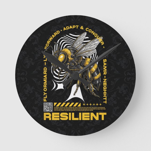 Bee Resilient – Motivational Bee Positivity Design Rund Klocka (Framsida)