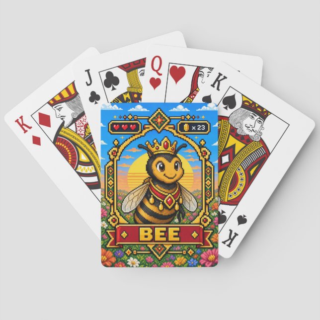 Bee Retro 8-Bit Pixel Art Casinokort (Baksidan)