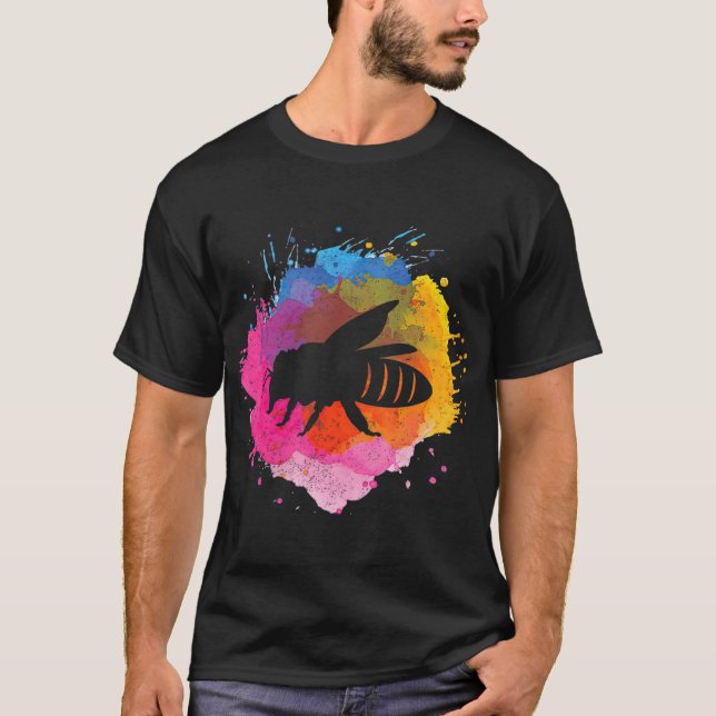 Bee Retro Watercolor Splash Gift T Shirt (Framsida)