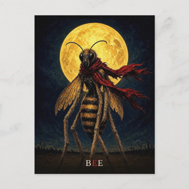 Bee Röda Schal gotisk Surreal Vykort (Framsida)