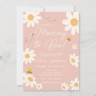 Bee Rosa Daisy Retro Mamma till Bee Baby Shower Inbjudningar