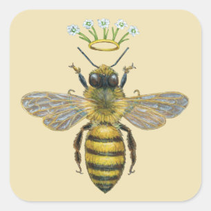 Bee Royalty-klistermärken Fyrkantigt Klistermärke
