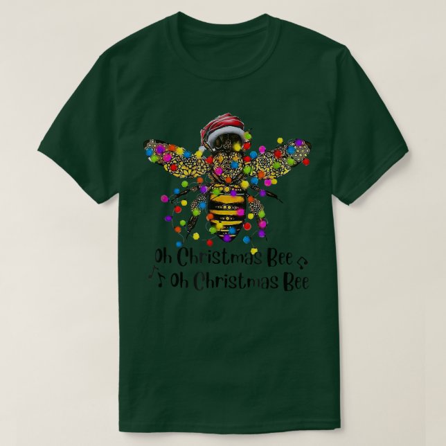 Bee Santa Oh Christmas Bee Oh Christmas Bee Light  T Shirt (Design framsida)