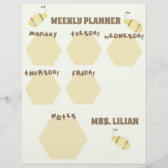 Bee School Planner Unit Study Lesson Plan Reklamblad (Framsidan)