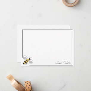 Bee Simple Gräns White Black Gult Namn Anteckningskort