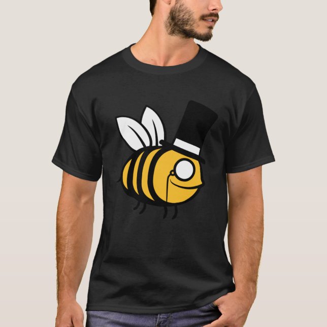 Bee Sir Monocle Glasses Top Hat Rich Gentlemen Bum T Shirt (Framsida)