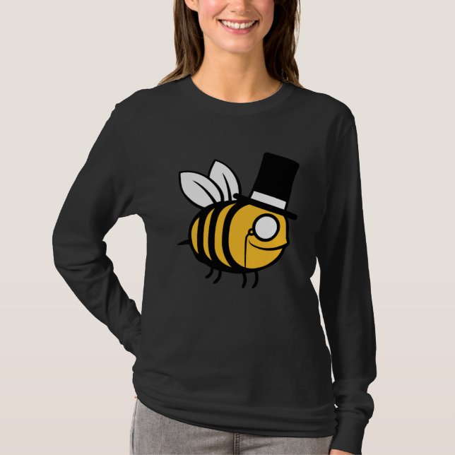 Bee Sir Monocle Glasses Top Hat Rich Gentlemen Bum T Shirt (Framsida)