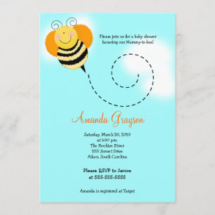 Bee Skutt Humla Baby Shower #2 Inbjudan 5x7