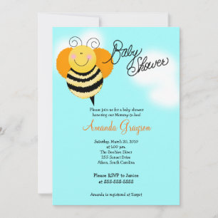Bee Skutt Humla Baby Shower-inbjudan 5 x 7 Inbjudningar