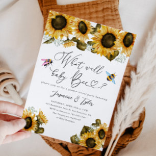 Bee Solros Gender Reveal Party Inbjudningar