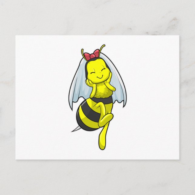 Bee som Bride i Bröllop med Veil Vykort (Framsida)