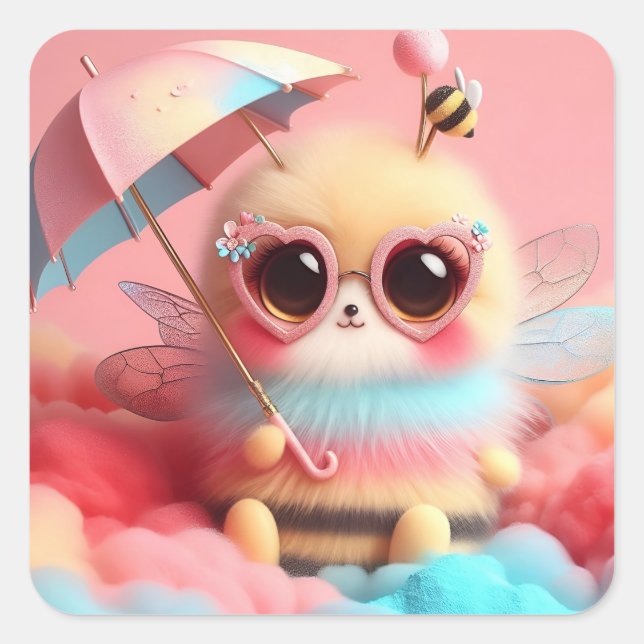 Bee Sticker Fyrkantigt Klistermärke (Framsida)