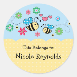Bee Sticker Runt Klistermärke