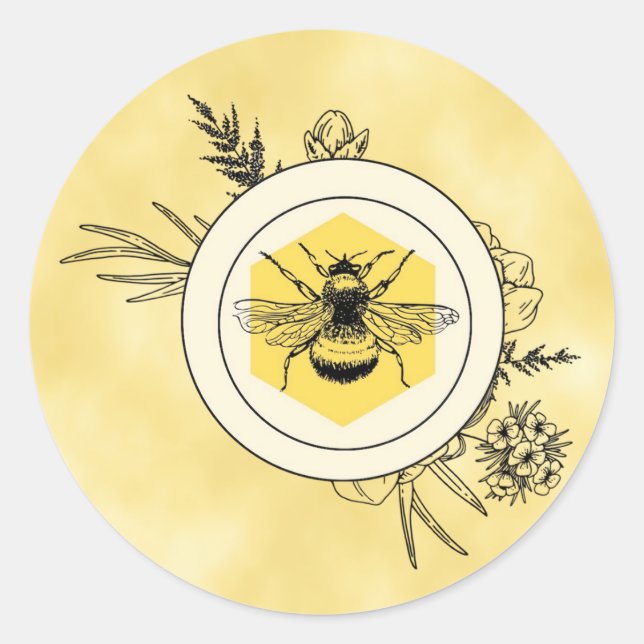 Bee Sticker Runt Klistermärke (Framsida)
