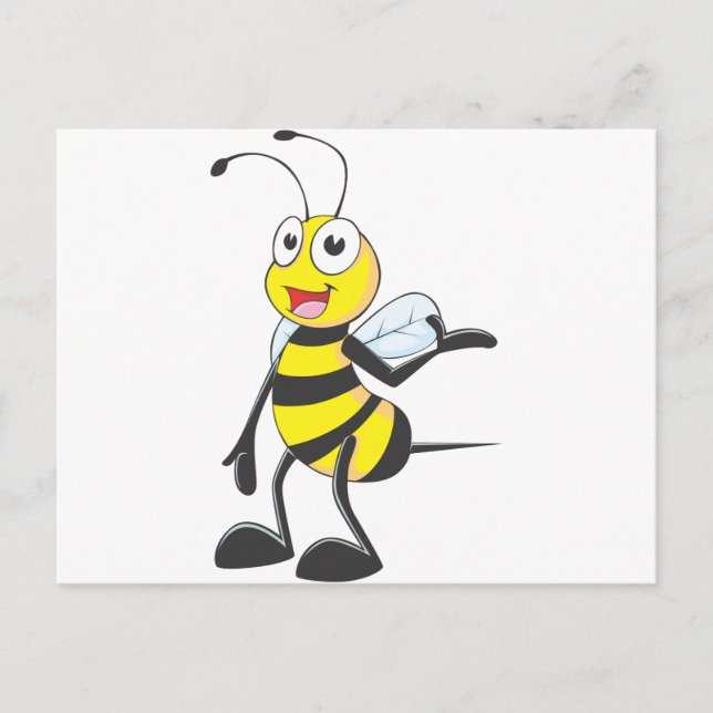 Bee Stickers : Bee presenterar med hand uppåt Vykort (Framsida)