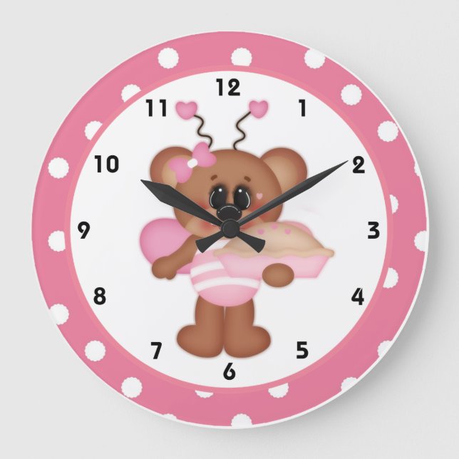 Bee still mitt hjärta Valentine Day Clock d8 Stor Klocka (Framsida)