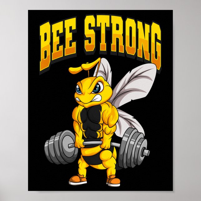 Bee Strong Gym Fitness Bodybuilding Poster (Framsidan)