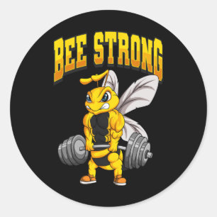 Bee Strong Gym Fitness Bodybuilding Runt Klistermärke
