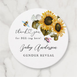 Bee Sunblommblommor Boho Gender Reveal Gåvor Etiketter