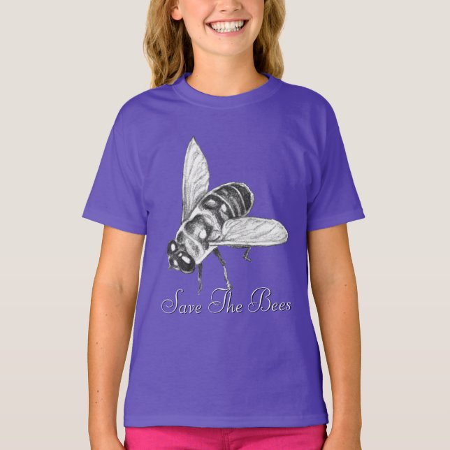 Bee T-shirt Honeybee Shirt Spara the Bees Organic  (Framsida)