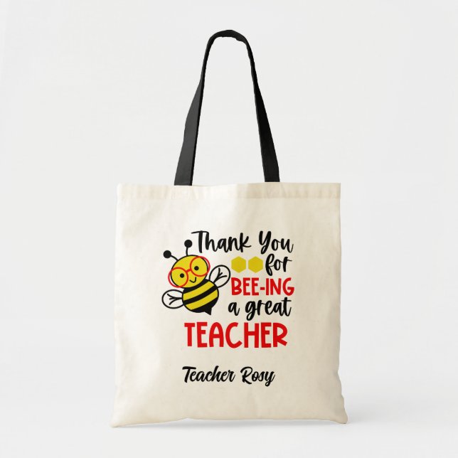 Bee Teacher Apprecition Tote bags Personlig Tygkasse (Framsidan)