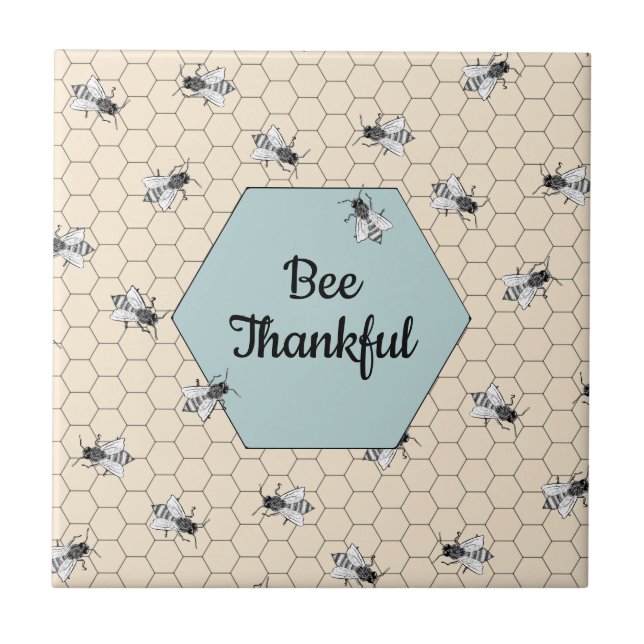 Bee Thankful Beehive Quote Turcos Kakelplatta (Framsidan)