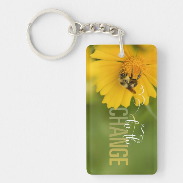 Bee the Change Rectangular Acrylic Keychain (Framsidan)