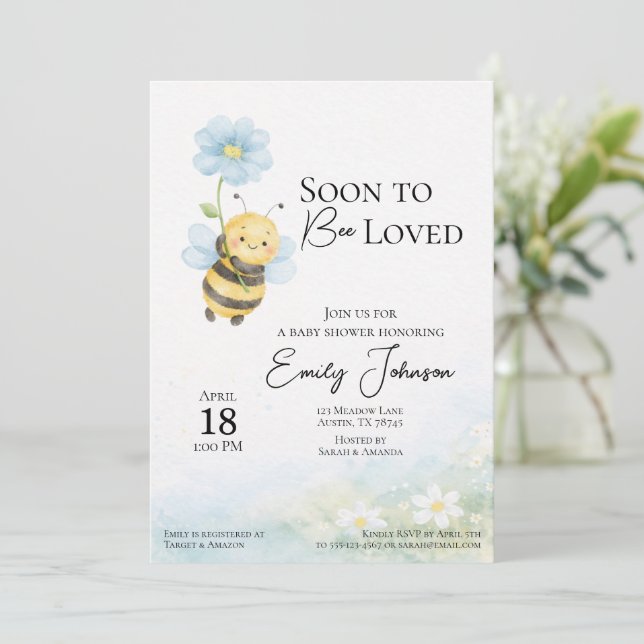 Bee Theme Baby Shower Invitation Inbjudningar (Stående Fram)