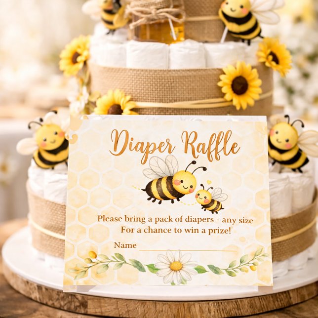Bee Theme Diaper Raffle Baby Shower Visitkort (Skapare uppladdad)