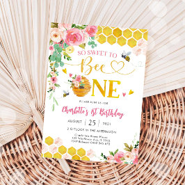 Bee Theme First Birthday Invitation Inbjudningar